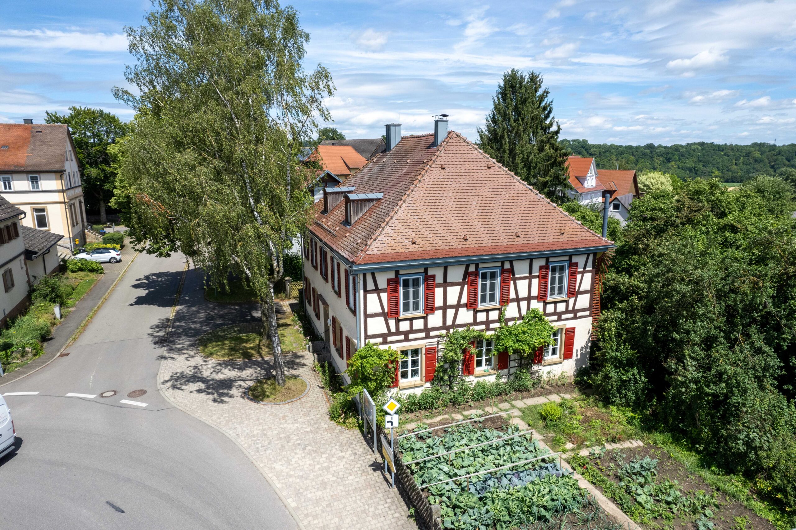 Pfarrhaus-Lendsiedel Luftaufnahme des Pfarrhauses in Lendsiedel.